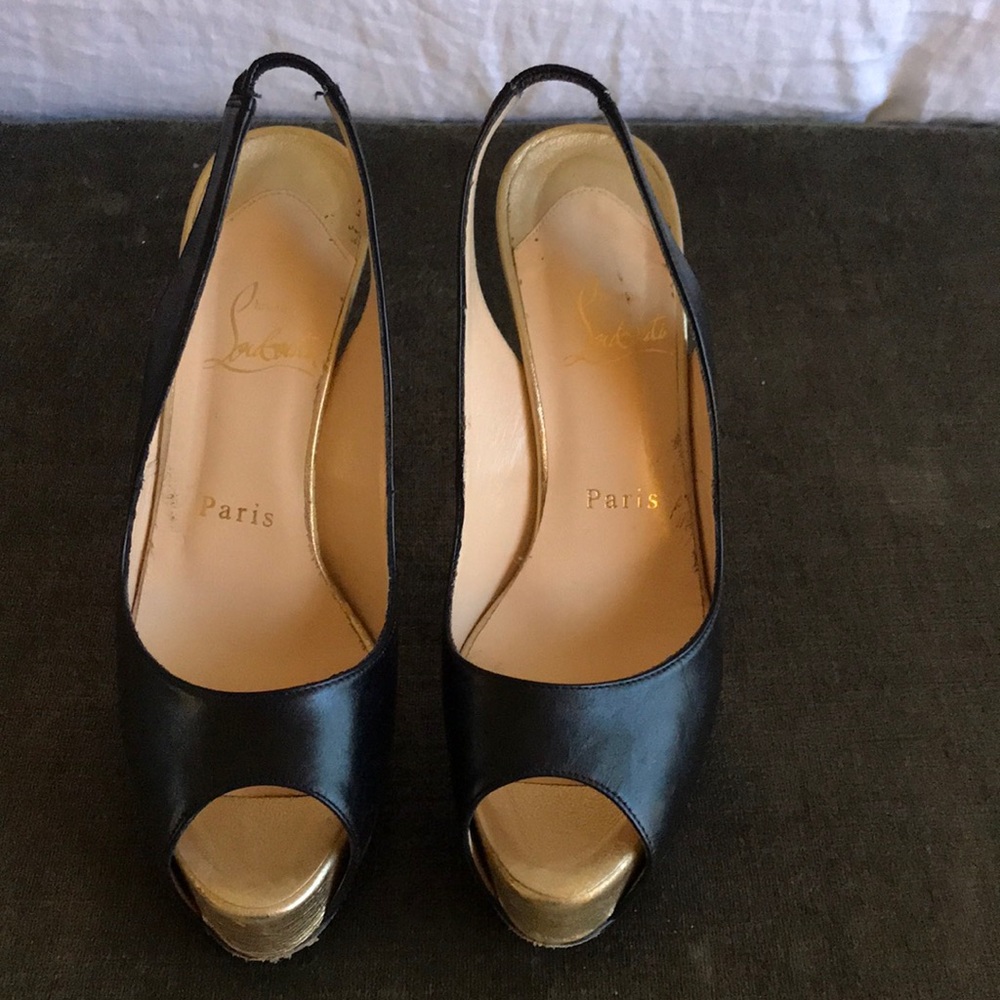 Christian Louboutin peep toe sling back heels
